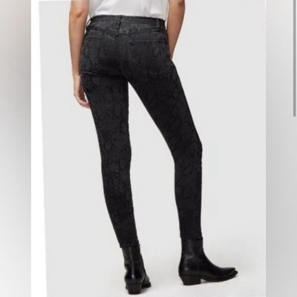 Frame Denim- Le Skinny de Jeanne in Tonal Python Black & Grey Print- Size 27 - Picture 3 of 11